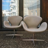 PAIR OF  SWAN CHAIRS DESIGNED BY ARNE JACOBSEN